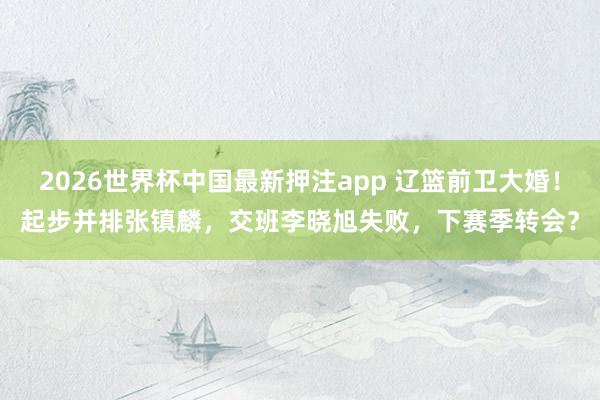 2026世界杯中国最新押注app 辽篮前卫大婚！起步并排张镇麟，交班李晓旭失败，下赛季转会？
