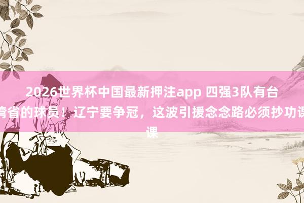 2026世界杯中国最新押注app 四强3队有台湾省的球员！辽宁要争冠，这波引援念念路必须抄功课
