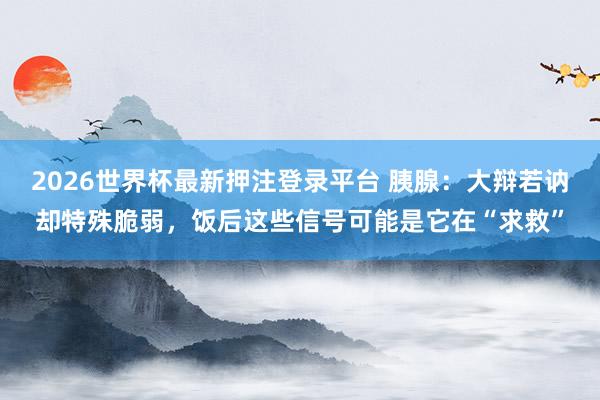 2026世界杯最新押注登录平台 胰腺：大辩若讷却特殊脆弱，饭后这些信号可能是它在“求救”