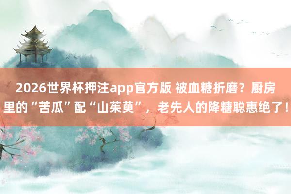 2026世界杯押注app官方版 被血糖折磨？厨房里的“苦瓜”配“山茱萸”，老先人的降糖聪惠绝了！