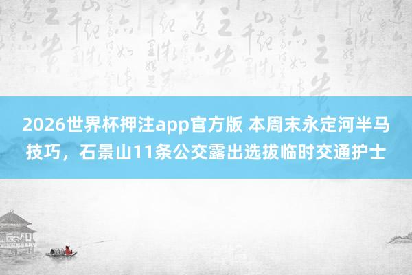 2026世界杯押注app官方版 本周末永定河半马技巧,石景山11条公交露出选拔临时交通护士