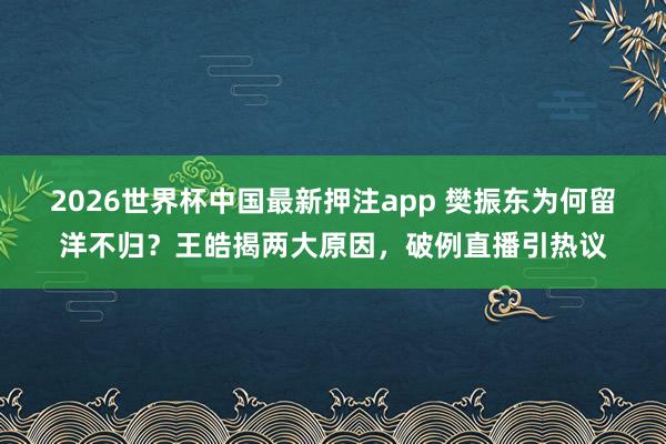 2026世界杯中国最新押注app 樊振东为何留洋不归?王皓揭两大原因,破例直播引热议