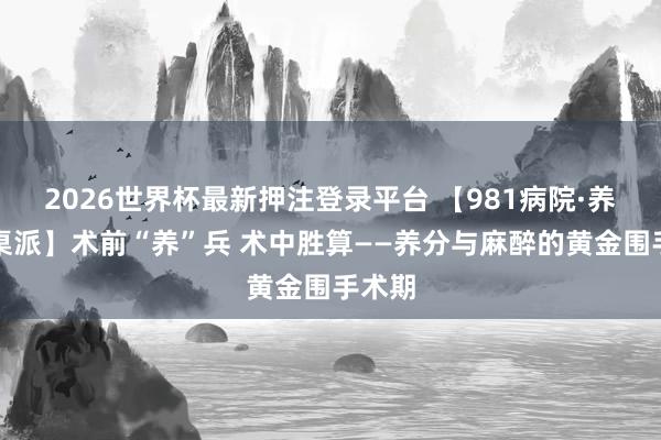 2026世界杯最新押注登录平台 【981病院·养分圆桌派】术前“养”兵 术中胜算——养分与麻醉的黄金围手术期