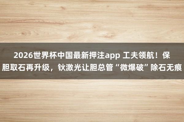 2026世界杯中国最新押注app 工夫领航！保胆取石再升级，钬激光让胆总管“微爆破”除石无痕