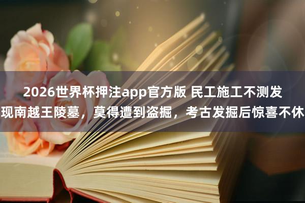 2026世界杯押注app官方版 民工施工不测发现南越王陵墓,莫得遭到盗掘,考古发掘后惊喜不休