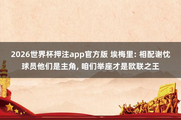 2026世界杯押注app官方版 埃梅里: 相配谢忱球员他们是主角, 咱们举座才是欧联之王