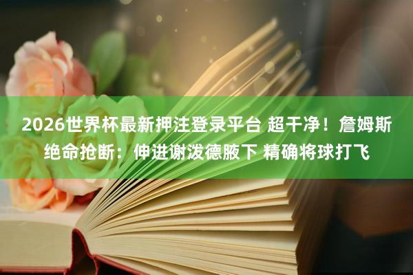 2026世界杯最新押注登录平台 超干净！詹姆斯绝命抢断：伸进谢泼德腋下 精确将球打飞