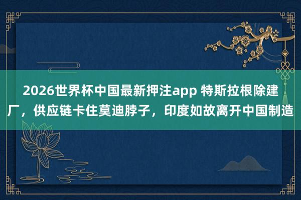 2026世界杯中国最新押注app 特斯拉根除建厂,供应链卡住莫迪脖子,印度如故离开中国制造