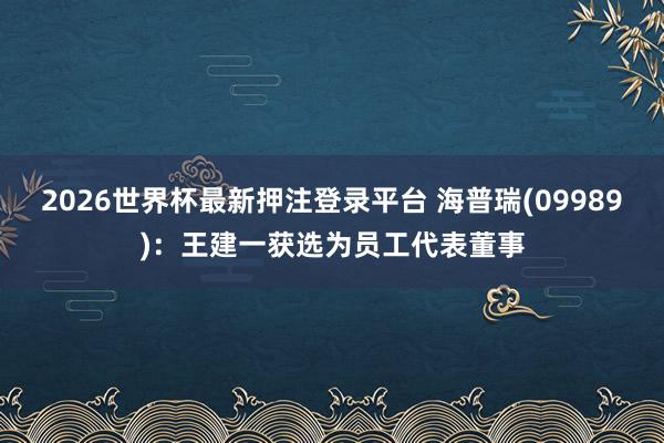 2026世界杯最新押注登录平台 海普瑞(09989):王建一获选为员工代表董事