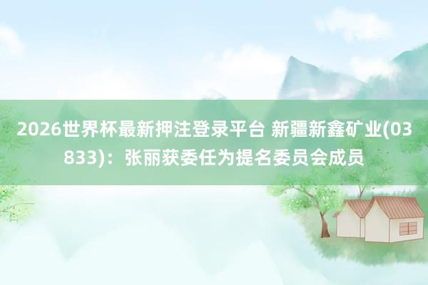 2026世界杯最新押注登录平台 新疆新鑫矿业(03833)：张丽获委任为提名委员会成员