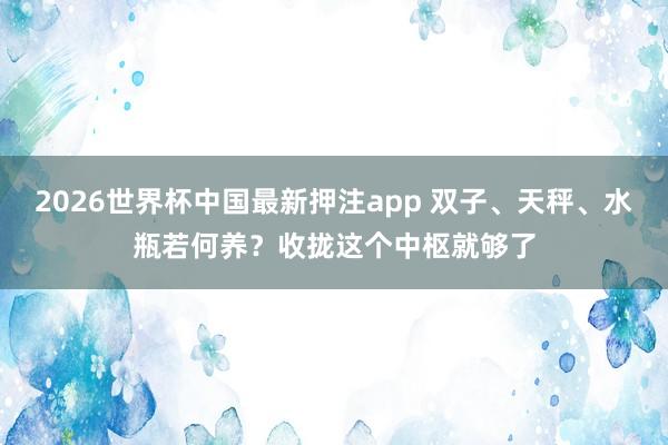 2026世界杯中国最新押注app 双子、天秤、水瓶若何养?收拢这个中枢就够了