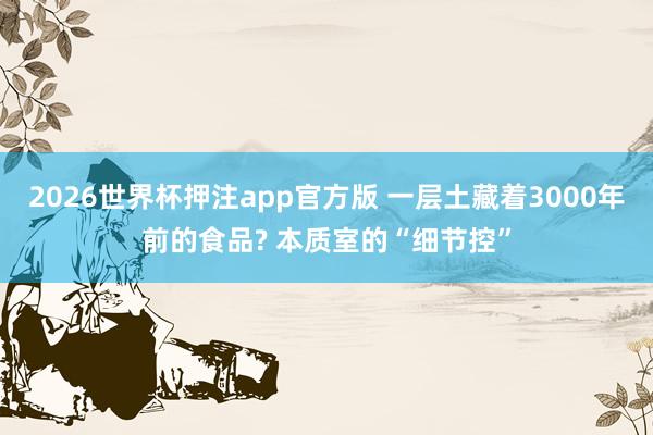 2026世界杯押注app官方版 一层土藏着3000年前的食品? 本质室的“细节控”