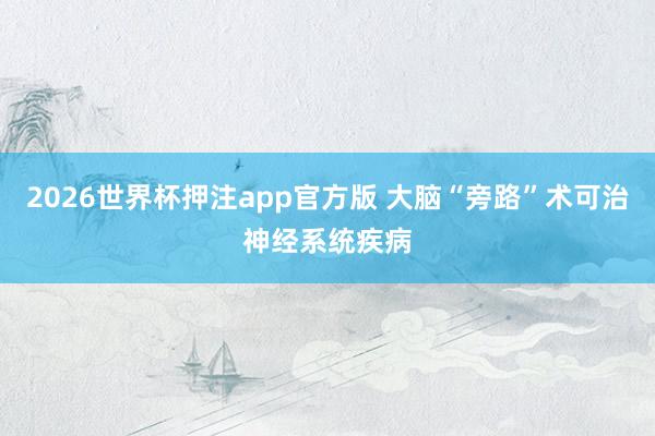 2026世界杯押注app官方版 大脑“旁路”术可治神经系统疾病