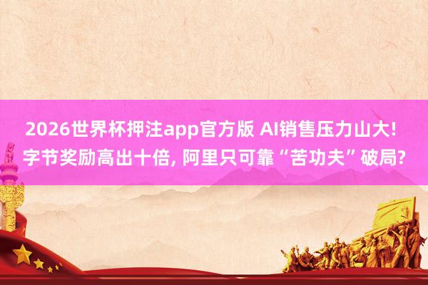 2026世界杯押注app官方版 AI销售压力山大! 字节奖励高出十倍, 阿里只可靠“苦功夫”破局?