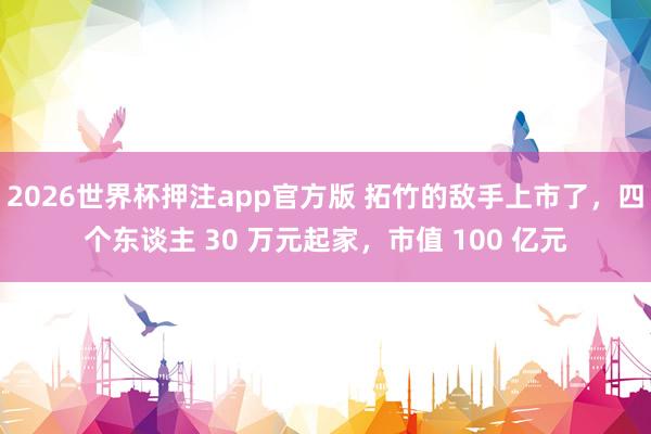 2026世界杯押注app官方版 拓竹的敌手上市了，四个东谈主 30 万元起家，市值 100 亿元