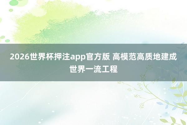 2026世界杯押注app官方版 高模范高质地建成世界一流工程