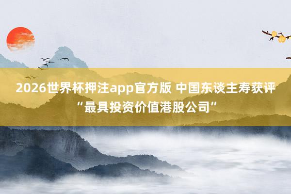 2026世界杯押注app官方版 中国东谈主寿获评“最具投资价值港股公司”