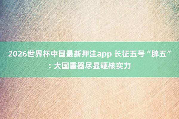 2026世界杯中国最新押注app 长征五号“胖五”: 大国重器尽显硬核实力
