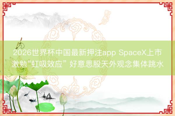 2026世界杯中国最新押注app SpaceX上市激勉“虹吸效应” 好意思股天外观念集体跳水