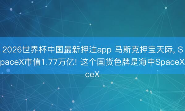 2026世界杯中国最新押注app 马斯克押宝天际, SpaceX市值1.77万亿! 这个国货色牌是海中SpaceX