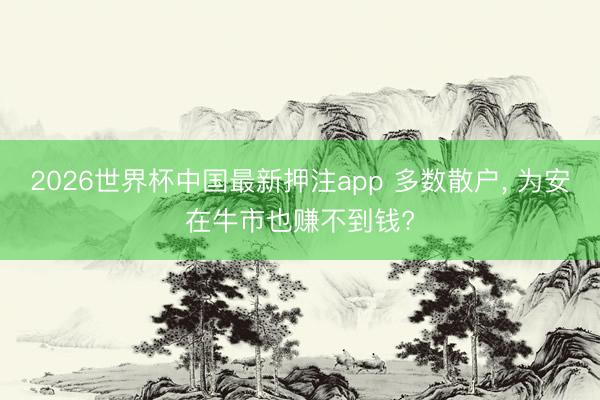 2026世界杯中国最新押注app 多数散户， 为安在牛市也赚不到钱?